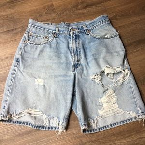 Levi's Distressed Boyfriend Style Denim Shorts